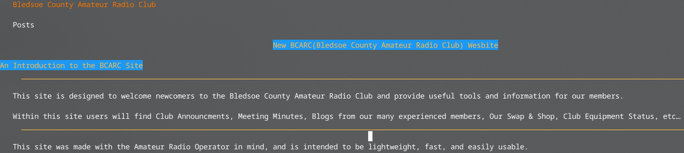 Screenshot Showcasing Current Page Running In Terminal Browser